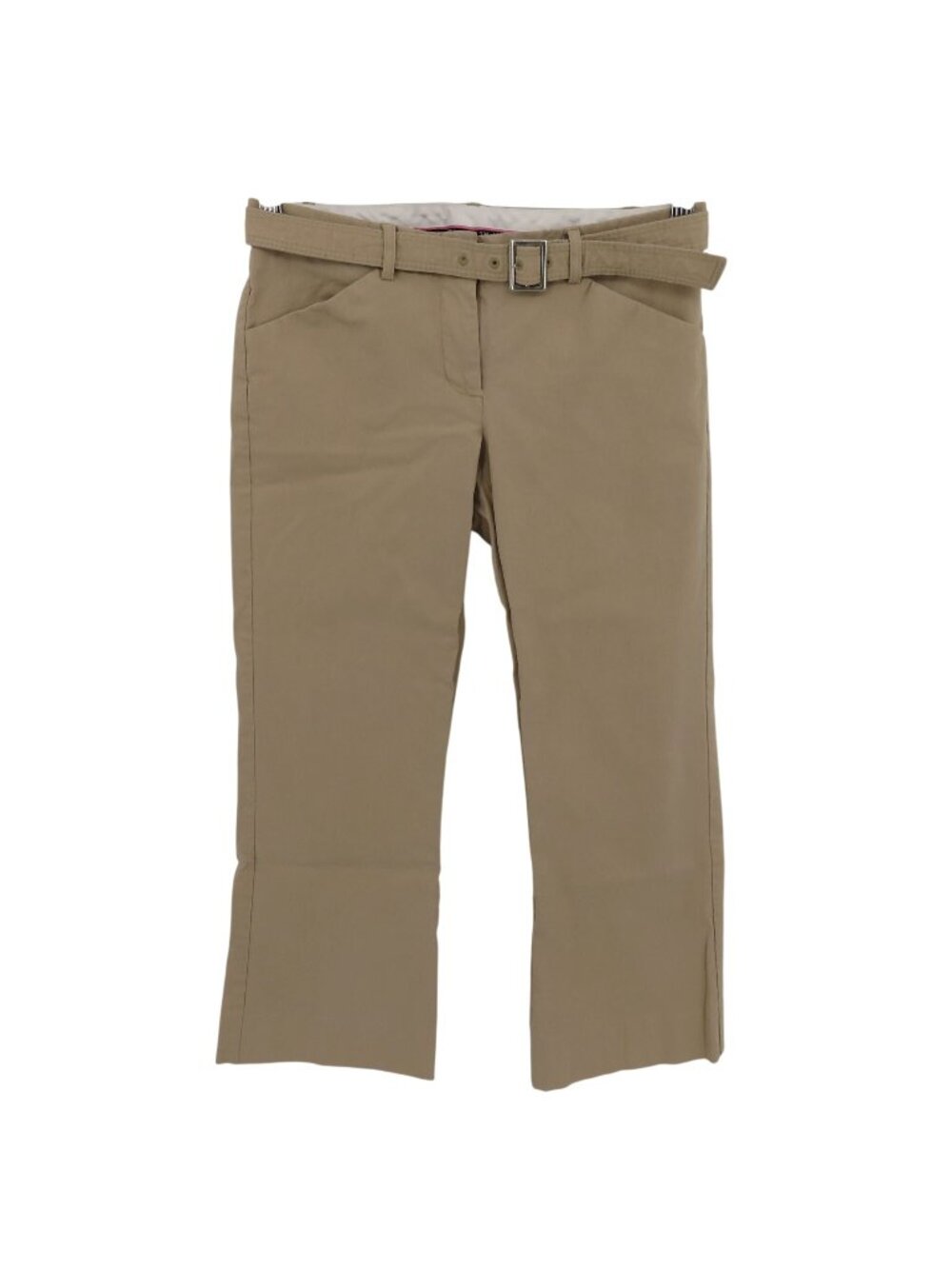 Y2K The Limited Women 0 Drew Fit Beige Cropped Trouser Pants Belted Pockets 2005